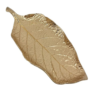 Plateau à bijoux en métal en forme de feuille, porte-bagues, organisateur de bijoux, plateau de vanité pour commode, Noël, anniversaire - Product Image 1