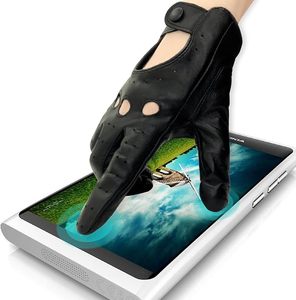 Womens Vintage Soft And <b>Thin</b> Excellent Quality Lambskin Leather Touch Screen Driving <b>Gloves</b> - Product Image 6