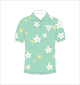 Chemise de golf personnalisée à manches courtes en coton et polyester respirant, imprimée par sublimation, motif floral vert menthe, style hawaïen, pour l'été - Product Image 1