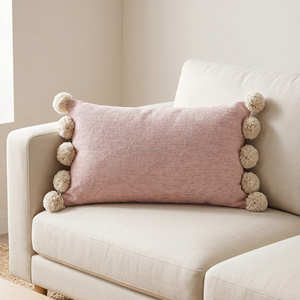 Housse de coussin décorative longue en coton écologique faite à la main, texturée, avec pompons, pour lit, 14 x 36 pouces - Product Image 6