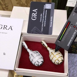 Colgante de Granada VVS de Plata 925 con Moissanita y Diamantes, Chapado en Oro, Engaste de Garra, Estilo Hip Hop, Unisex, Joyería de Regalo - Product Image 3