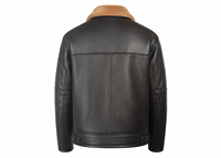 Veste matelassée unisexe en cuir véritable et peau de mouton B3, décontractée, à fermeture éclair, motif dessin animé, col mandarin, prête à être expédiée pour l'hiver