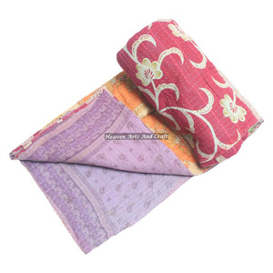 Kantha Quilt Gudari Vintage Washable Handmade 100% Cotton Printed Indian All-<b>Season</b> Home & Hotel Use GD2125 - Product Image 1