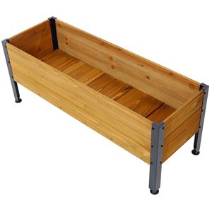 Rectangular Wooden Raised Garden Planter <b>Box</b> for Outdoor Plants Elevated Herbs Vegetables & <b>Flowers</b> Great for Patios - Product Image 1