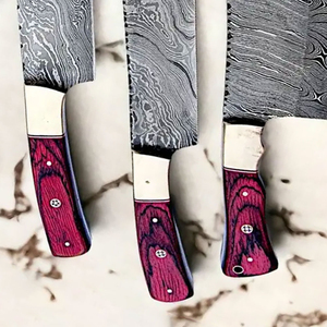 Kitchen Cutting Tools Hand Forged Pattern Steel Blades <b>Sharp</b> Edge Comfortable Damascus Steel Handmade Chef <b>Knife</b> <b>Set</b> Premium - Product Image 5