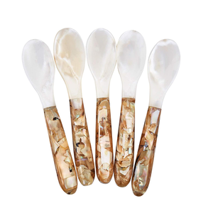 Iridescent MOP Caviar Spoon - <b>Mirror</b> Finish Natural Sea Shell Cutlery for High-End Appetizers - Product Image 2
