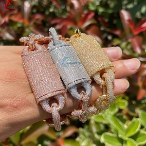 Bracelet en argent sterling 925 serti de diamants de laboratoire, motif infini et croix, style hip-hop pour homme, style rappeur. - Product Image 5