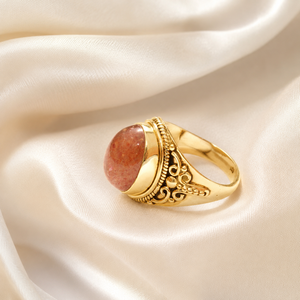 Sunstone Gemstone <b>Ring</b> 925 Sterling Silver Rose Yellow <b>Gold</b> Plated Handmade Statement <b>Ring</b> Vintage <b>Cocktail</b> Jewelry Gift Her Men - Product Image 1