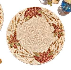 Set de table rond fait main avec broderie de perles pour événements festifs, décoration intérieure tendance, set de table personnalisé pour café et table à manger - Product Image 1