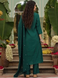 Conjunto de Kurta para Mujer con Bordado y Lentejuelas, Tela de Alta Calidad para Fiesta - Product Image 3
