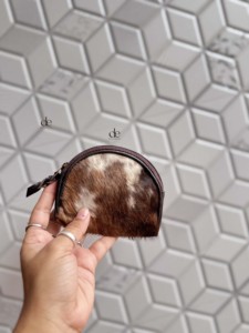 Porte-monnaie élégant en cuir de vachette véritable, pochette demi-lune en cuir de style western, pochette à monnaie unisexe - Product Image 4