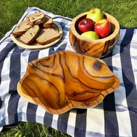 Panier à fruits en teck de haute qualité, fait main, respectueux de l'environnement, design Art Déco, pour la décoration de la maison, taille et forme personnalisables, petite commande