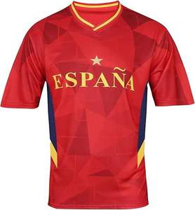 Camiseta de Fútbol Infantil Unisex sin Mangas, Personalizada del Equipo Nacional de España, Roja, de Secado Rápido, 100% Poliéster, con Texto Dorado - Product Image 1