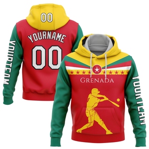 Sweat-shirt à capuche sportif personnalisé, nouveau design, rouge, or et noir, drapeau 3D de la Grenade, vente en gros directe - Product Image 1