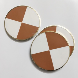 Brown Orange White Modern Resin Coasters with Brass Geode <b>Epoxy</b> Great Housewarming Gifts and Easter Spring <b>Table</b> Decor - Product Image 2