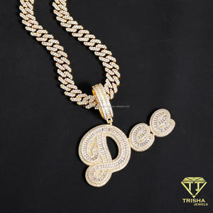 Colgante de Placa con Nombre Personalizado en Letras 3D, con Diamantes Cultivados en Laboratorio, Estilo Baguette Iced Out, Cadena Cubana, Joyería - Product Image 5