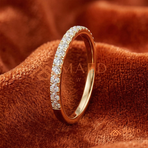 แหวนเพชรคุณภาพสูงที่เพาะเลี้ยงในห้องปฏิบัติการ ชุบทอง 14K แบบกึ่งวงนิรันดร์ ประดับเพชรแบบไมโครเพฟ แหวนแต่งงาน เครื่องประดับเจ้าสาว - Product Image 1