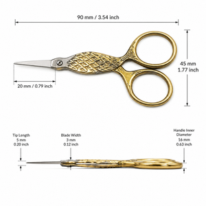 Ciseaux de couture multi-usages OEM à motif écailles de poisson dorées, lame en acier inoxydable, manche en métal, ciseaux de tailleur pour artisanat, tissu DIY - Product Image 2