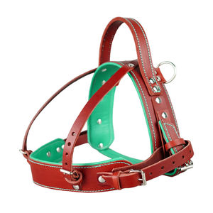 Harnais pour chien en cuir de haute qualité, confortable, respirant, anti-traction, design classique avec fermeture à boucle pour chiens - Product Image 4