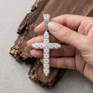 Colgante de Cruz Iced Out de Plata, Joyería Cristiana Hip Hop, Moissanita con Corte de Pera, Chapado en Oro Rosa, Collar Certificado, Venta al por Mayor Personalizada - Product Image 6