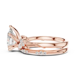 Anillo de Compromiso con Diamante Cultivado en Laboratorio de Corte Pera de 2 Quilates, Oro Sólido de 18K, Certificado IGI, Conjunto Nupcial con Banda a Juego VVS E-F - Product Image 6