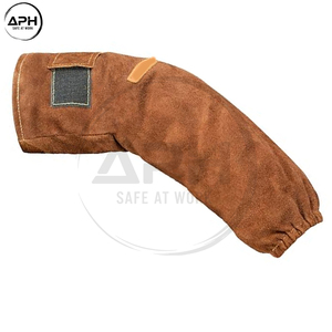 Paire de manches de travail en cuir de vachette de qualité supérieure, résistantes à la chaleur, avec poignets élastiques, pour atelier de soudage industriel - Product Image 2
