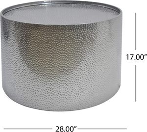 Mesa de Centro Redonda Moderna con Superficie de Metal Texturizado, Mueble de Alta Calidad para Sala de Estar, Uso Doméstico - Product Image 5