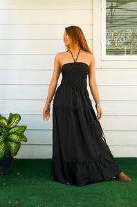 Best Seller Casual Tie Dye Maxi vestido de diseño de moda con estilo moderno tejido de manga larga Maxi vestido - Product Image 6