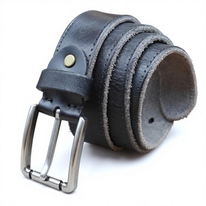 Ceinture large décontractée en cuir véritable noir vintage faite à la main avec boucle à ardillon – Vente en gros de ceintures en cuir véritable - Product Image 6