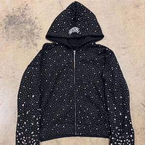 Custom 100% Cotton Drop Shoulder for Men Teens <b>Boys</b> and Girls Sheisty Design Hoodie Makers Rhinestone Hoodie Shiny Thick - Product Image 1