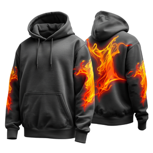 Luxury Men's Charcoal Heavyweight Flare Graphic Hoodie Premium Cotton Pullover with Bold Modern Gradient Artwork Design - Product Image 2