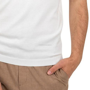 เสื้อโปโลถักแขนสั้นสีขาวทึบสำหรับผู้ชายผลิตจากโรงงานฤดูร้อน - Product Image 5