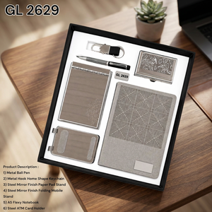6 In 1 Executive Corporate Gift Set With A5 Notebook <b>Metal</b> Pen <b>Card</b> <b>Holder</b> Mobile Stand Writing Pad And Keychain For Office - Product Image 5