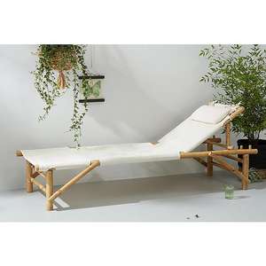 เตียงอาบแดดไม้ไผ่พร้อมเบาะดีไซน์แบบดั้งเดิมทนทานและเป็นมิตรกับสิ่งแวดล้อมสำหรับใช้กลางแจ้งในโรงแรมวิลล่าสวนรีสอร์ทและสระว่ายน้ำ - Product Image 2