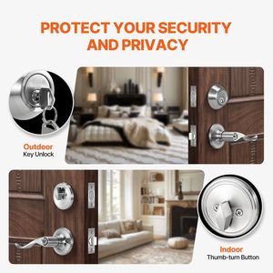Set di 5 Serrature per Porta d'Ingresso in Nichel Satinato, Cilindro Singolo con Chiave Unica, Serrature per Mobili di Facile Installazione - Product Image 2