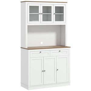 Armadio dispensa cucina 71 bianco con supporto a microonde 2 cassetti e 4 armadi - Product Image 1