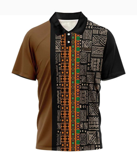 Men's Black Beige Geometric Print 100% Cotton Moisture Wicking Sport Casual Shirt Short Sleeve Turn-<b>down</b> Collar All Seasons - Product Image 4