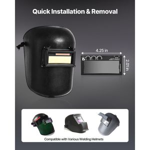 Lente per saldatura auto-oscurante da 4,25 x 2 pollici con doppi sensori di arco, tonalità 5-13 regolabile, True Color, certificata ANSI, in metallo con doppio rivestimento in oro - Product Image 6