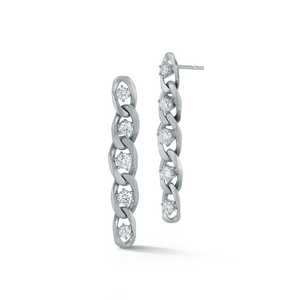 Paire de boucles d'oreilles pendantes tendance de 1,5 pouce pour femme, en or massif 14K/18K, avec diamant de laboratoire taille brillant rond, style Cuban Link, cadeau - Product Image 2