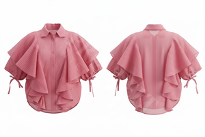 Blusa de Trabajo Elegante con Volantes y Mangas con Lazos, Camisa de Vestir Informal de Moda con Botones y Corte Holgado - Product Image 6