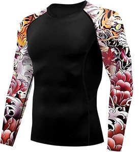 Maillot de compression respirant en maille pour hommes, manches longues, MMA BJJ, vêtement d'entraînement rafraîchissant, Europe USA Top - Product Image 1