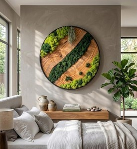 Arte de Musgo en Madera, Decoración Forestal, Panel de Pared Natural, Obra de Arte Verde, Diseño Hecho a Mano, Exhibición de Musgo Preservado, Interior Orgánico - Product Image 5