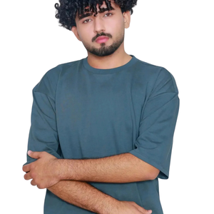 Camiseta de cuello redondo oversize para hombre, manga corta, hombros caídos, corte relajado, estilo casual urbano, venta al por mayor, camiseta básica de moda personalizada - Product Image 6