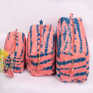 Pochette matelassée en coton écologique, grande capacité, imprimée au bloc, lavable, faite à la main, esthétique, avec fermeture éclair, pour cadeaux, vente en gros - Product Image 1