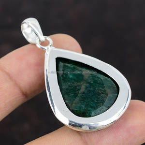 925 pendentif en argent Sterling pierre précieuse pendentif fait main cadeau de demoiselle d'honneur pendentif émeraude naturelle bijoux en argent - Product Image 4