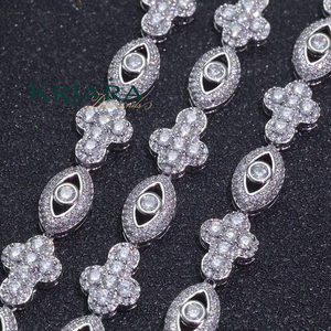 Women's S925 Silver Rhodium Plated Lab Grown Diamond Eye and Cross <b>Statement</b> <b>Necklace</b> Chains Link Chain Luxury Wedding Jewelry - Product Image 2