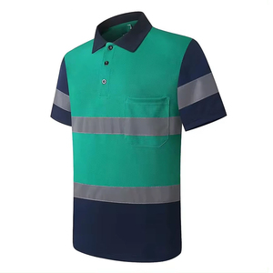 Polo de sécurité haute visibilité personnalisé Clush Industries pour travailleurs, avec bandes réfléchissantes, en polyester/coton respirant, vente en gros - Product Image 3