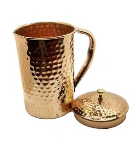 Pichet en cuivre fini à la main avec couvercle 500-1000ml, carafe vintage en métal pour boissons, idéal pour les fêtes, vaisselle de table traditionnelle durable - Product Image 1