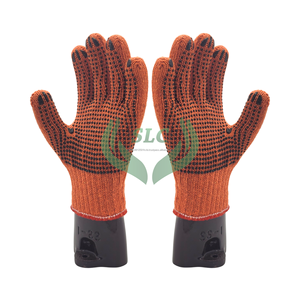 Gants de sécurité à pois en coton orange de qualité supérieure Tissu en tricot à coupe solide Antidérapant Antistatique Anti-impact pour la construction industrielle - Product Image 2
