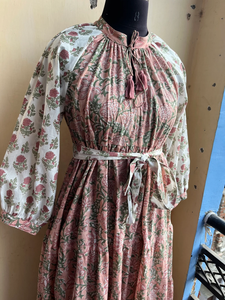 Vestido Maxi Informal de Algodón con Estampado Floral y Bordado, Cuello Mandarín, Manga Larga, para Fiestas - Product Image 5